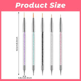 5 Stück Nail Art Pinsel Set Dotting Tool Nailart Pinsel Nageldesign Double Ended Dotting Pen Strass Professional Acryl Feinmalerei Nail Art Design
