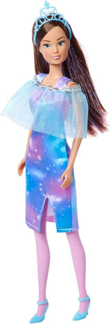 Simba Steffi Love Fantasy Princess, 4 culori asortate, livrat doar un articol, păpușă prințesă cu pelerină și dungi strălucitoare, 29 cm, vârste 3+