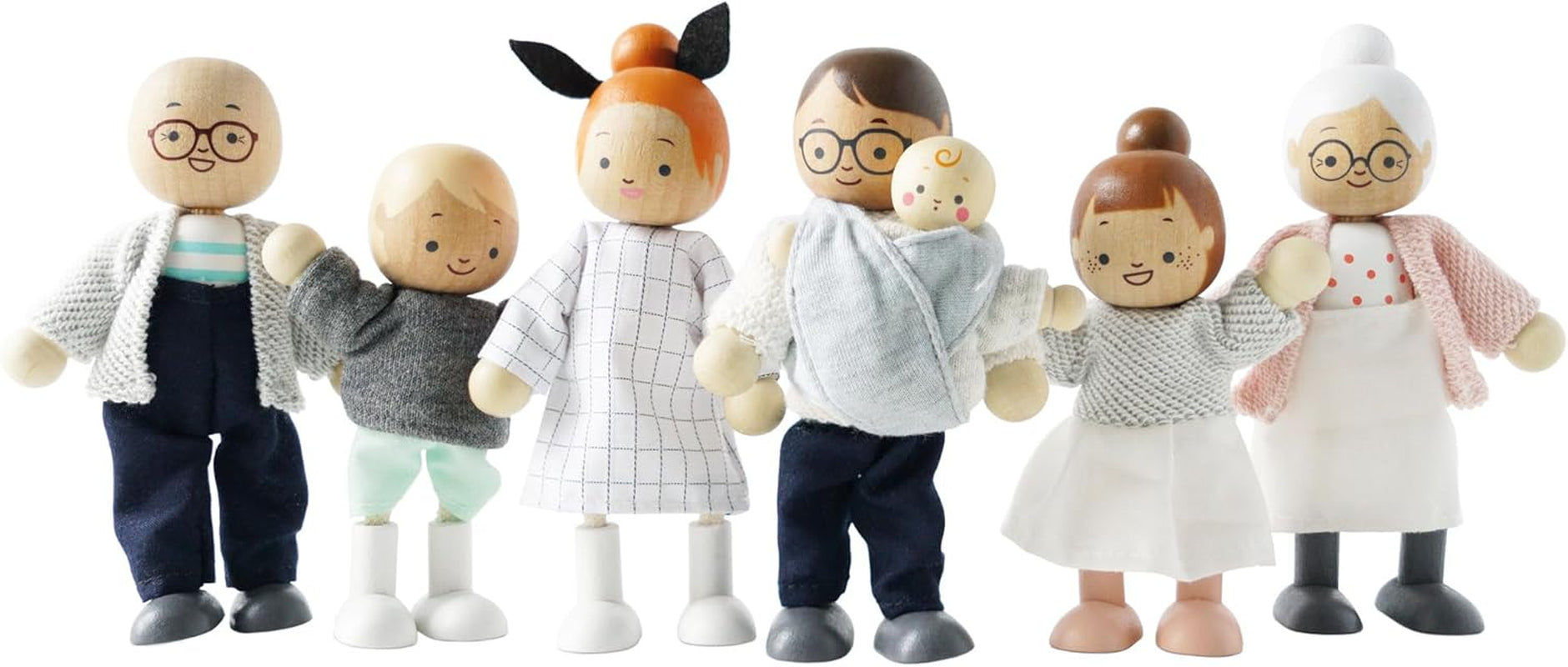 - Meine Familie mit 4 Puppen – Holz, Stoff – P053