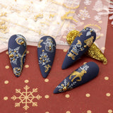 JMEOWIO Nagelsticker Weihnachten 9 Blatt Nail Art Sticker Selbstklebend Nagelaufkleber Schneeflocke Schneemann Festival Weißes Gold Dekoration Nageldesign Zubehör