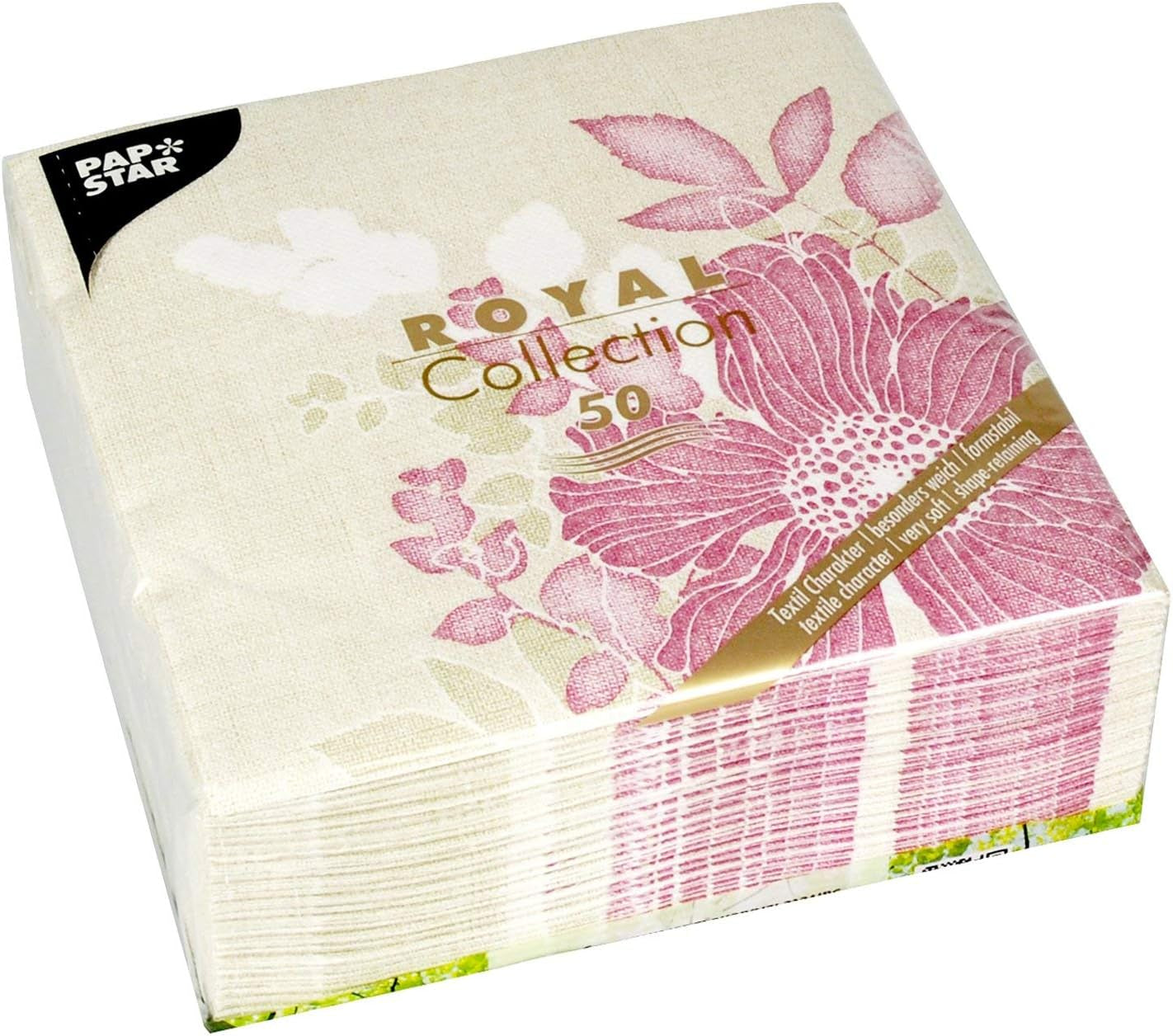 Papstar, 50 de șervețele "ROYAL Collection" 1/4 pliere 40 Cm X 40 Cm Fuchsia "Annabel", #85015