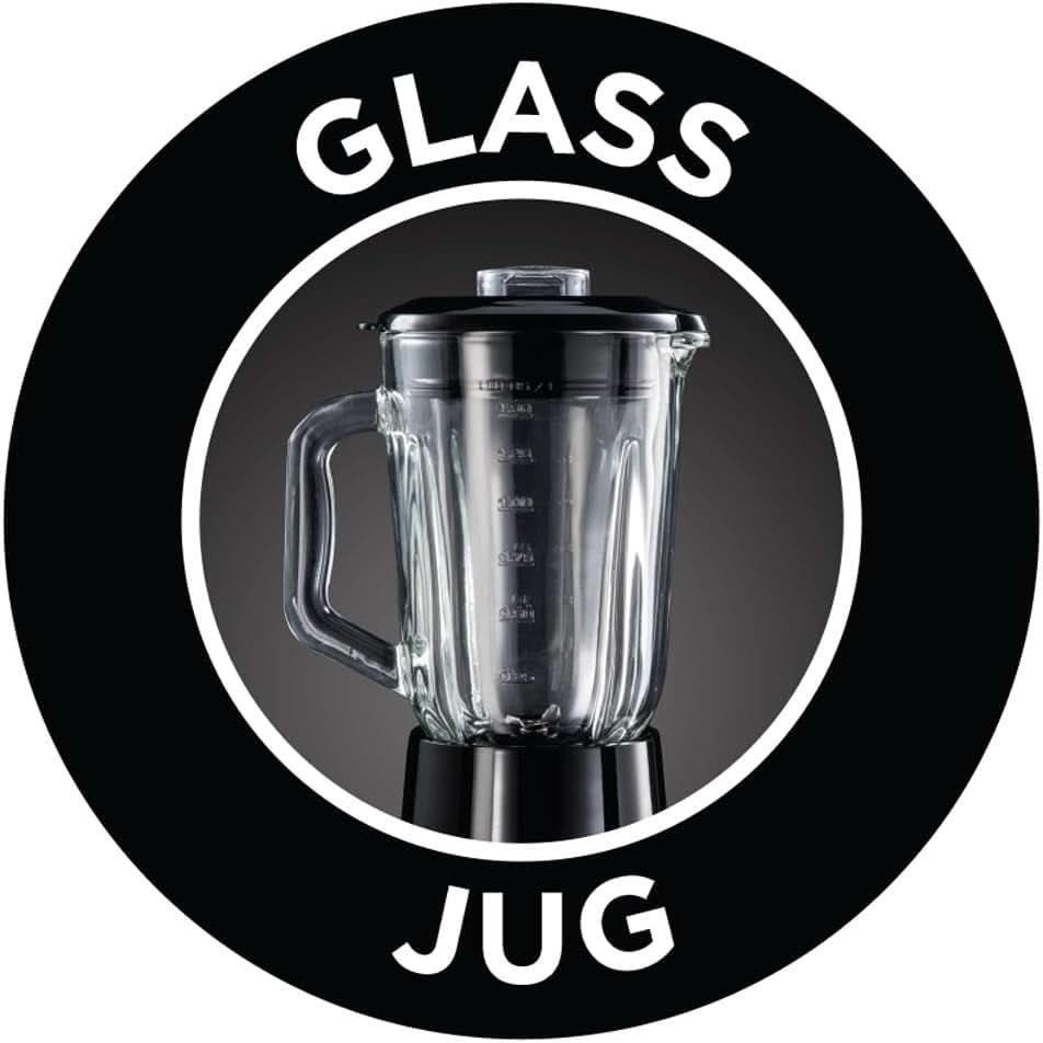 Russell Hobbs Standmixer 2-In-1 [1,5L Glasbehälter Mixer & 0,6L Mini Smoothie Maker -To-Go-Trinkflasche Inkl. Deckel] Spülmaschinenfest, Impuls-/Ice-Crush Funktion, Becher BPA Frei, Edelstahl 23821-56 Bucatarie Naty Shop