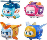 Super Wings Super Pets 4 PCS Shine, Golden Boy, Jerome, Ellie, cu expresie facială comutabilă, cu efect de fulger, portabil, jucărie pentru 3 4 5 6 7 8 ani băiat fată, 2 inci Action figures Naty Shop 4 Pachet A
