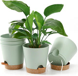 Ghivece de flori, 6 bucăți, 12,7 cm, jardiniere cu auto-udare, drenaj ridicat, ghivece de flori pentru interior și exterior, cu tavă rezervor și margine de udare, jardinieră de grădină, grădină