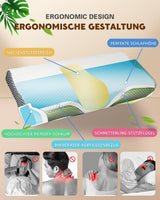 Pernă pentru dureri de gât, pernă ergonomică ortopedică pentru gât, pernă din spumă de memorie pentru părți, spate și abdomen, pernă anti-sforăit pentru bărbați femei (62 * 34.5 * 12/8CM) Perne ortopedice cervicale Naty Shop