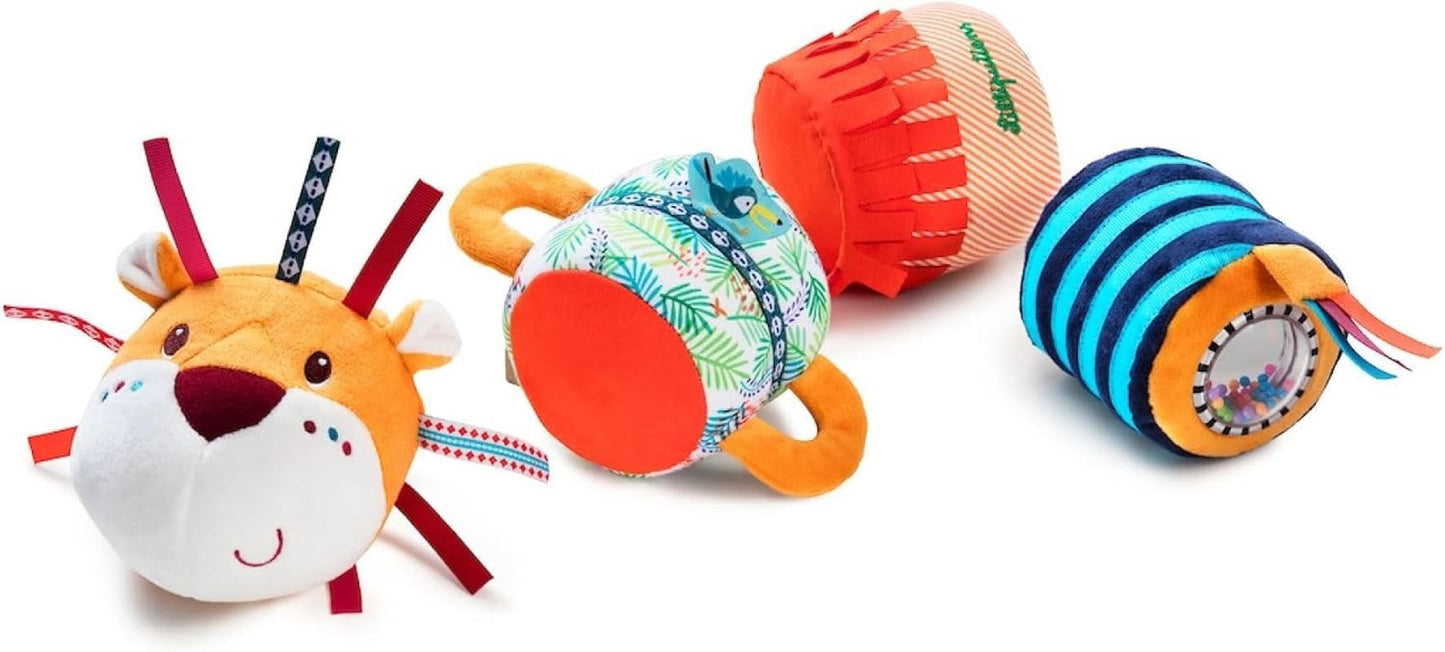Lilliputiens - Jack Velcro sound roll - Jucărie de activitate colorată pentru bebeluși cu sunete diferite și zornăitoare detașabile - Promovează ascultarea și abilitățile motorii - De la 6 luni - 83064 Jucarii Bebe Naty Shop