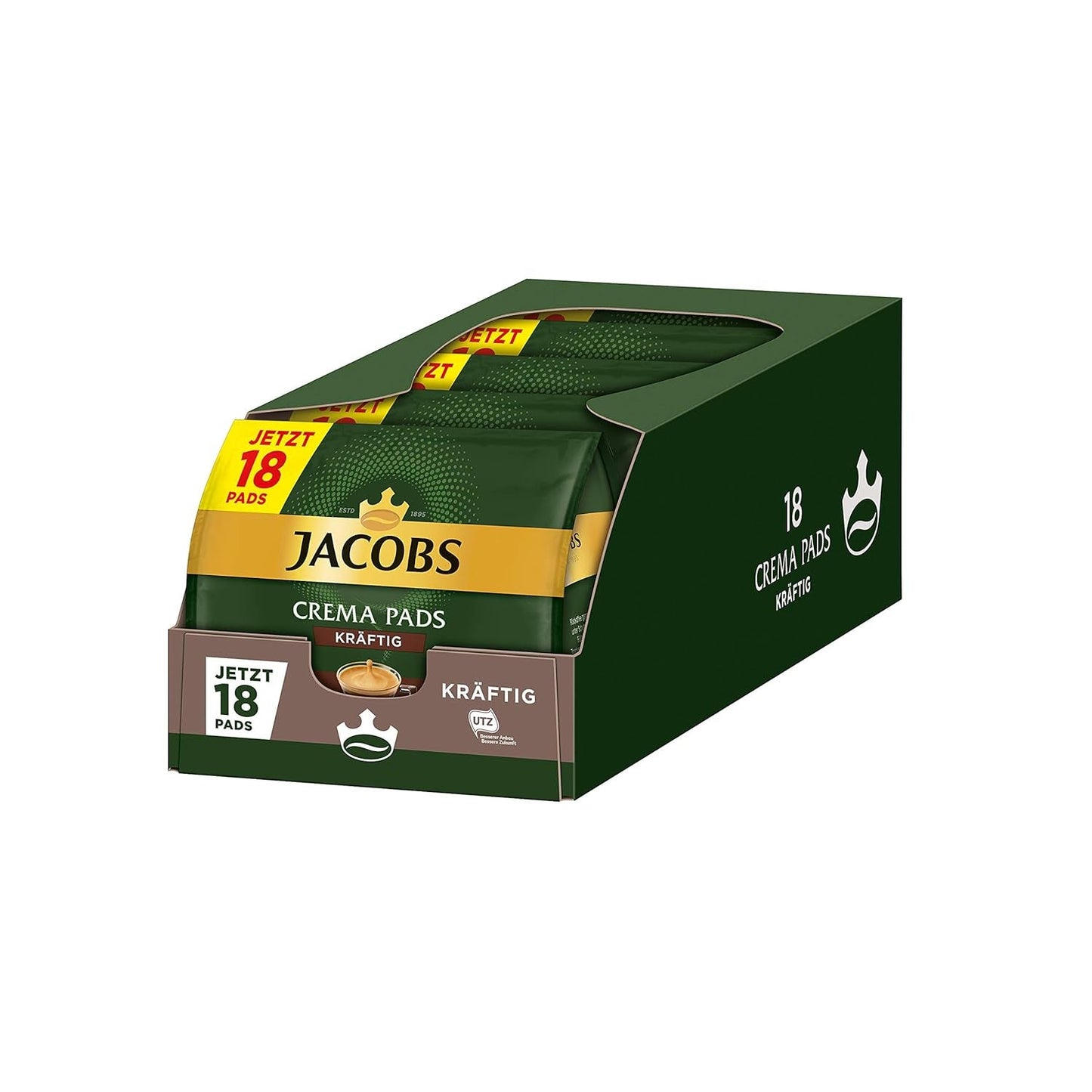 Pads Crema Kräftig, 90 Senseo kompatible Kaffeepads UTZ-zertifiziert, 5er Pack, 5 x 18 Getränke & Pads Crema, 90 Senseo kompatible Kaffeepads UTZ-zertifiziert, 5er Pack, 5 x 18 Getränke