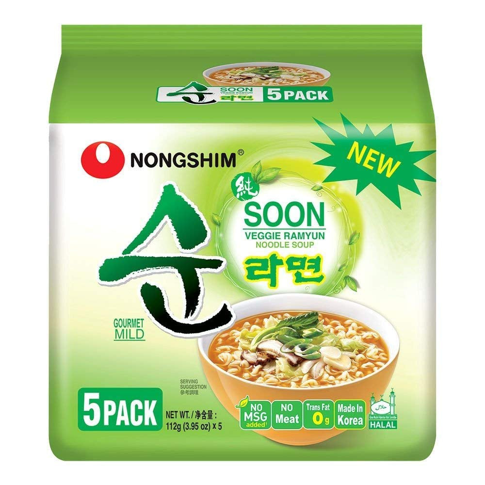 NONGSHIM - Tăiței instant Soon Veggie Ramyun - 6 x 112 g - Pachet multiplu