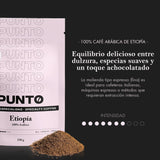– Cafea etiopiană măcinată – 250 g – Cafea specială – Prăjire medie – 100% Arabica – Note de miere, scorțișoară și ciocolată – Aciditate intensă – Corp mediu