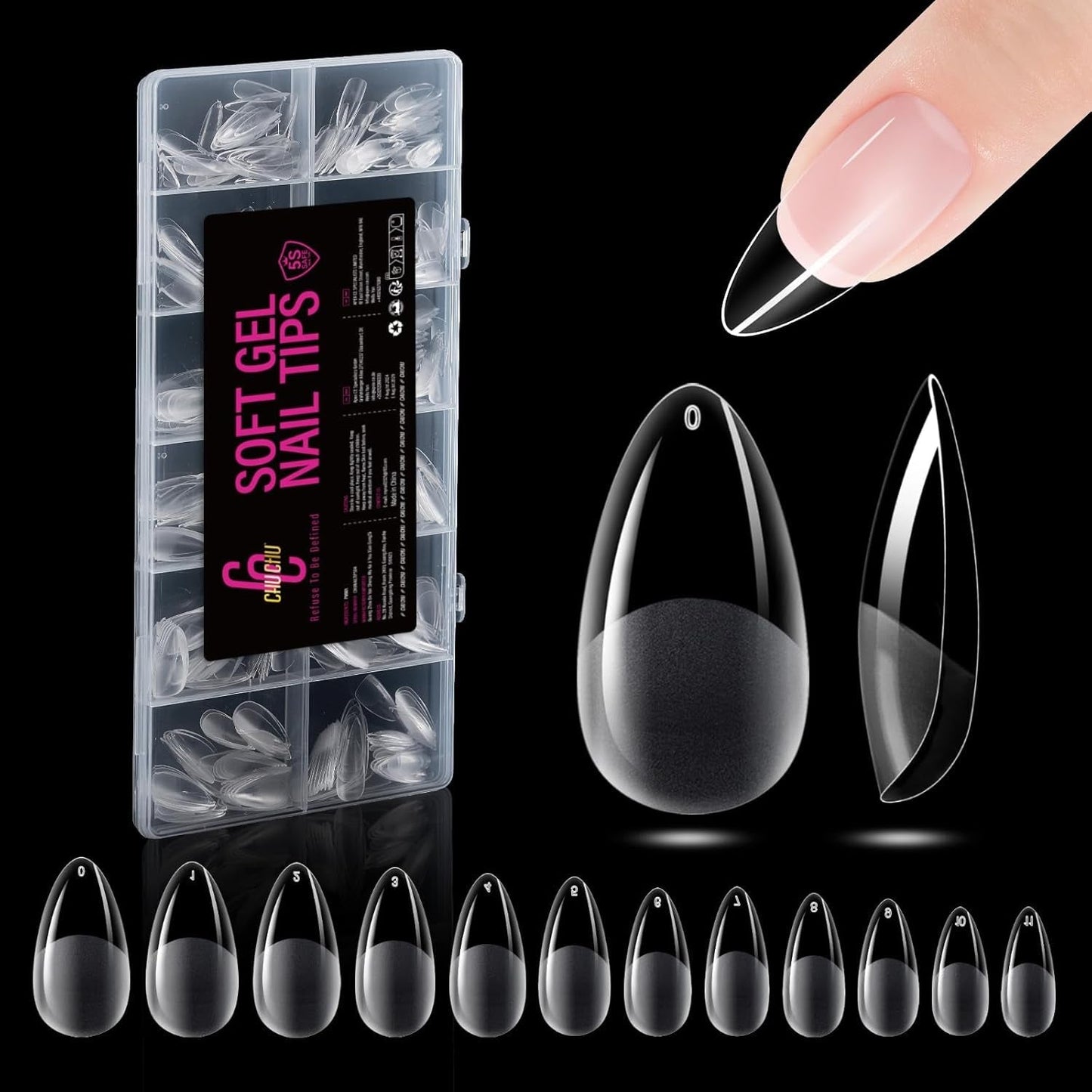 504 bucăți Tipuri de unghii Gel Ballerina Medium: Tipuri de unghii pentru unghii cu gel Unghii false din PMMA Extensii de unghii, unghii artificiale, 12 mărimi