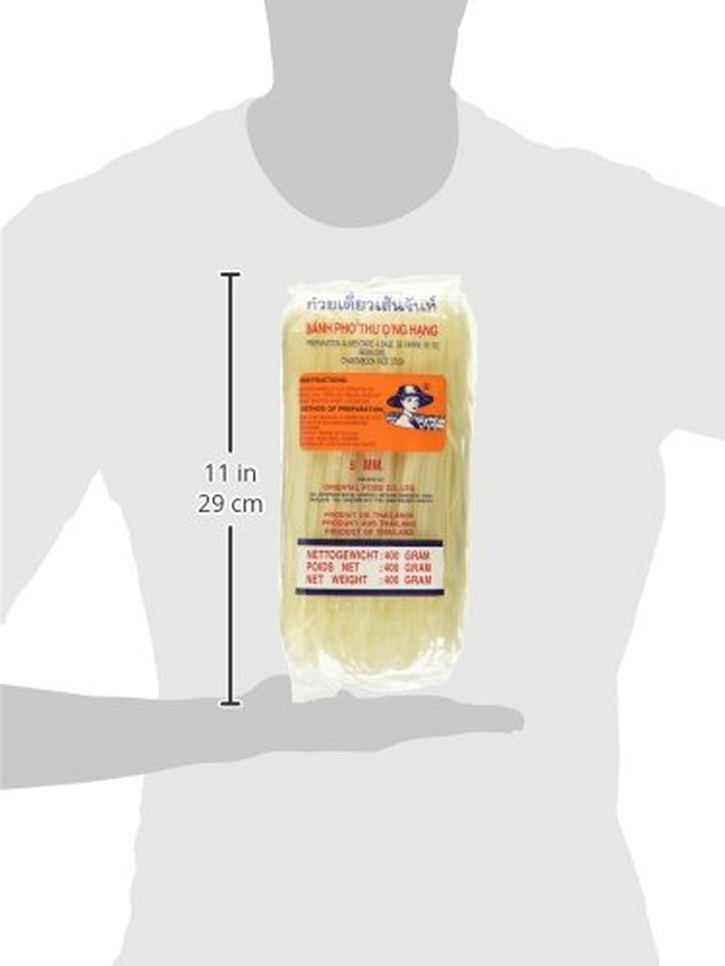 Tăiței de orez – thailandezi, tăiței panglică de orez cu lățimea de 5 mm, preparați din făină de orez – 17 x 400 g
