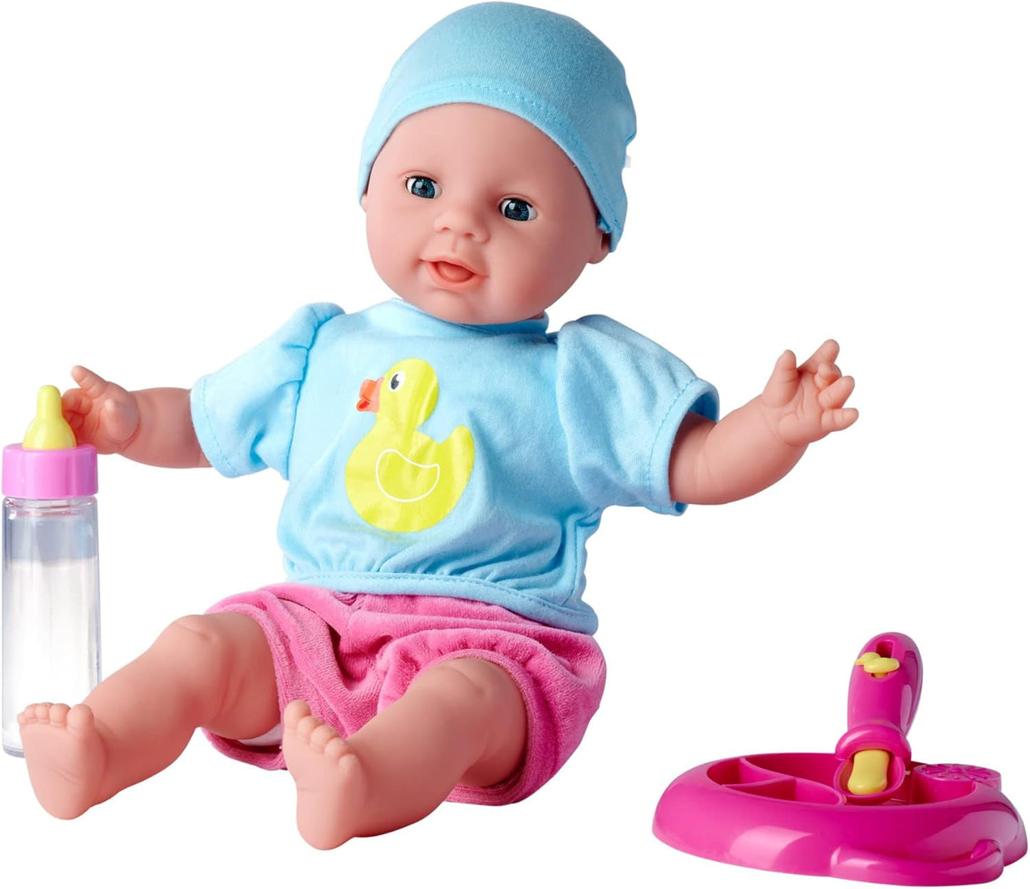 Simba 105010964 - Laura Hungry, păpușă cu corp moale, cu manechin, lingură magică, biberon cu conținut care dispare și farfurie mică, 38cm, păpușă de la 2 ani Papusi Naty Shop