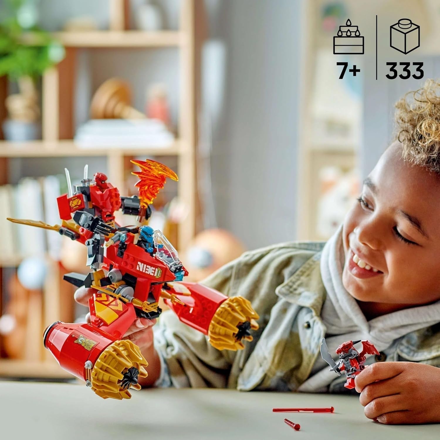 LEGO NINJAGO Kai's Storm Rider Mech - Jucărie motocicletă zburătoare cu 3 minifigurine - Mech cu cap, brațe și picioare mobile - Jucărie de construit - Cadou pentru băieți și fete cu vârsta de 7+ 71830 Seturi de constructie Besuche den LEGO-Store