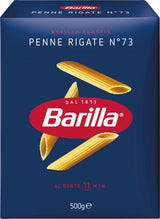 Paste Barilla Classic Penne Rigate Nr. 73 din grâu dur de înaltă calitate, întotdeauna al dente (1 x 500 g)