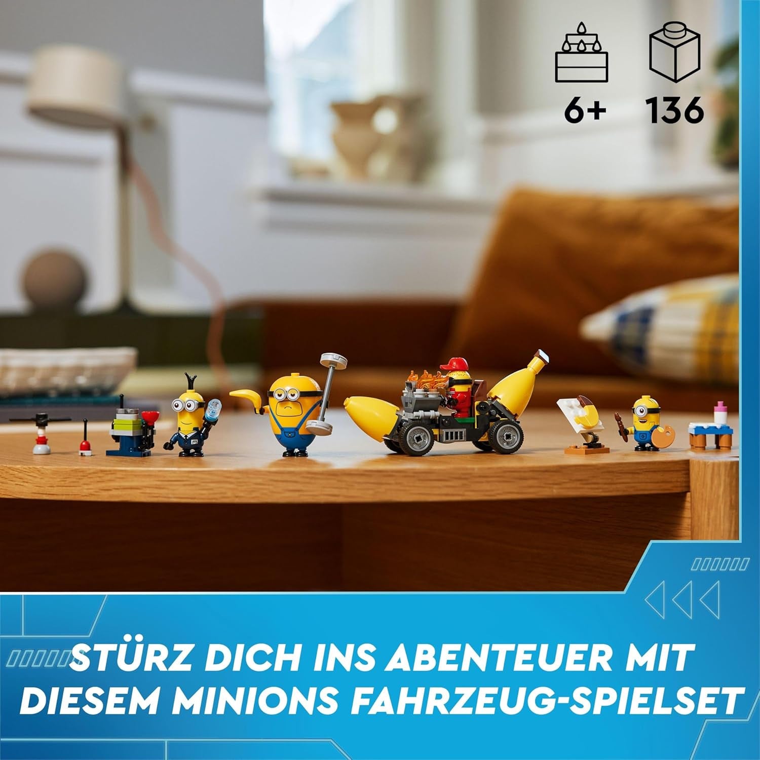 LEGO I - Simply Incorrigible 4 Minioni și mașina cu banane, set de joacă pentru I - Simply Incorrigible 4, jucărie pentru copii, cadou creativ Minioni pentru băieți și fete de la 6 ani 75580 Seturi de constructie Besuche den LEGO-Store