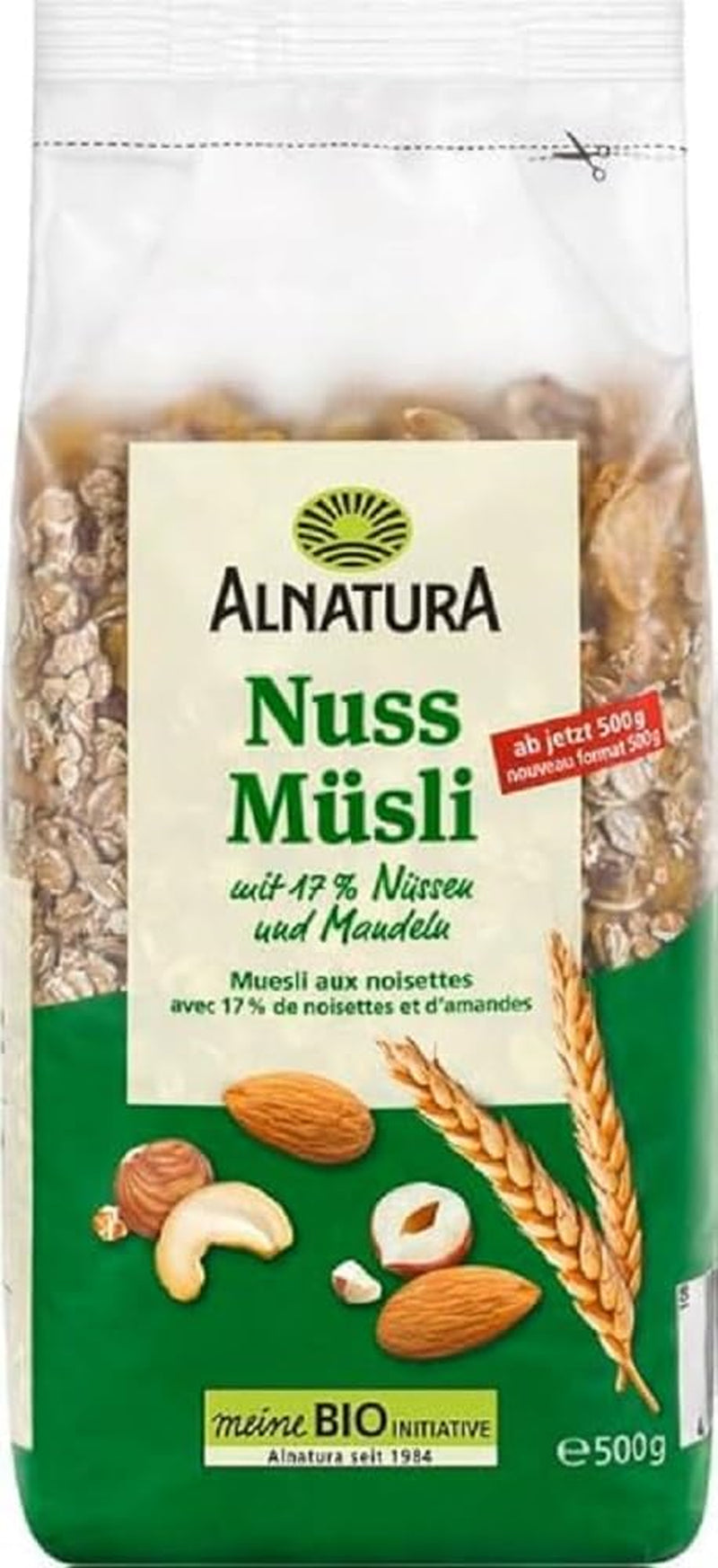 Muesli organic cu nuci, 17% nuci și migdale, 0,5 kg