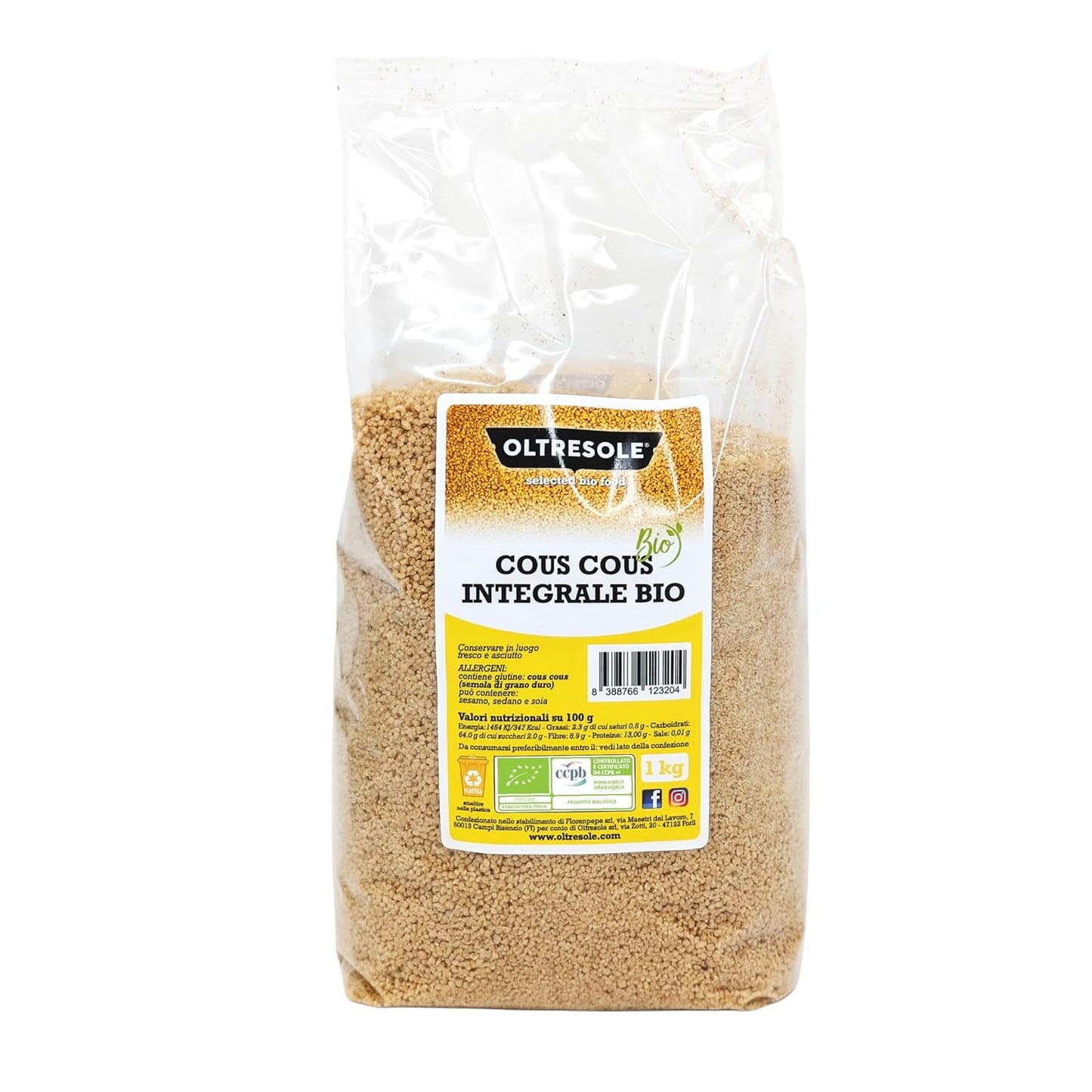 Cuscus integral organic 5 kg, făină de grâu dur integral organic, ideal pentru aperitive și garnituri sănătoase, format convenabil
