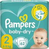 Scutece Pampers Baby-Dry, mărimea 8, 43 de scutece, de la 19 kg, pachet Jumbo+