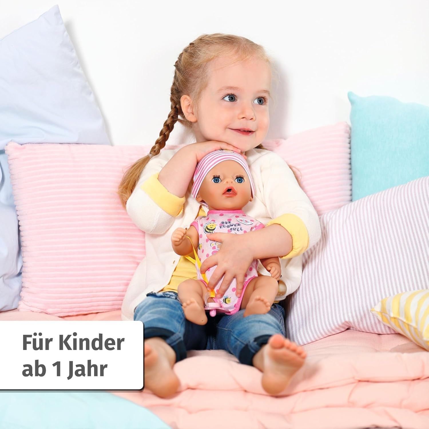BABY Born Lena (Little Baby Girl) 36Cm, păpușă cu 7 funcții pentru copii de la 1 an, funcționează fără baterie, păpușă mare de 36 cm Papusi Naty Shop