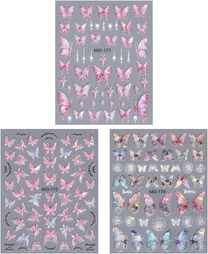 5D în relief fluture unghii autocolante autoadezive fluturi decorare unghii autocolante aurora fluture unghii arta autocolante accesorii unghii design fluture unghii autocolante nail art autocolante