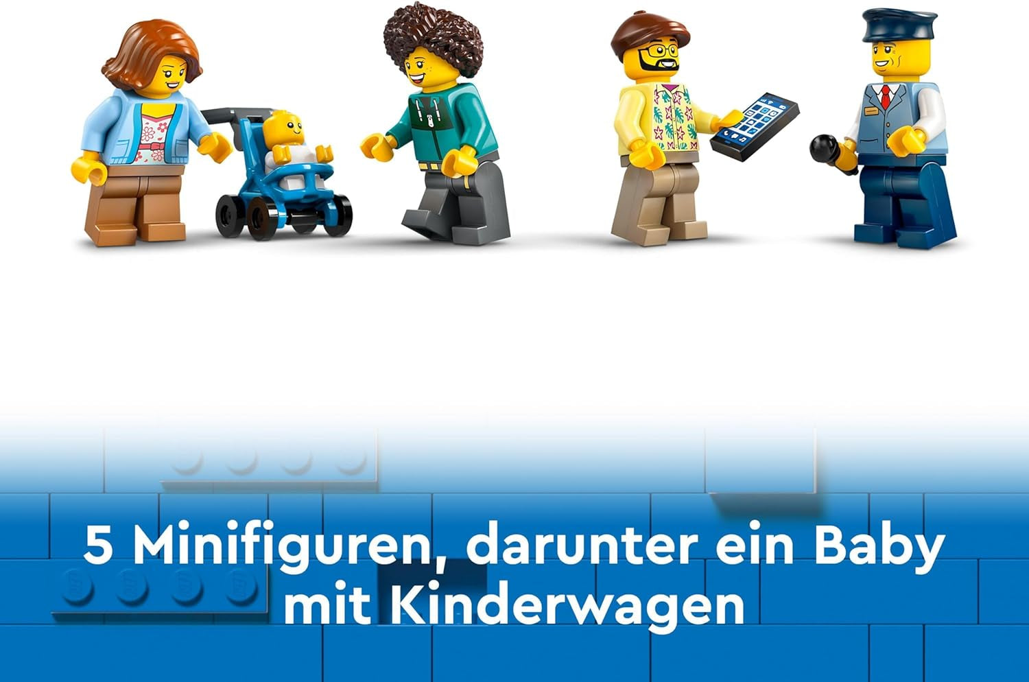 Autobuz cu două etaje LEGO City, autobuz de jucărie cu două etaje, set de vehicule pentru fete și băieți de la 7 ani, conține 5 figurine, inclusiv un bebeluș într-un cărucior 60407 Seturi de constructie Besuche den LEGO-Store