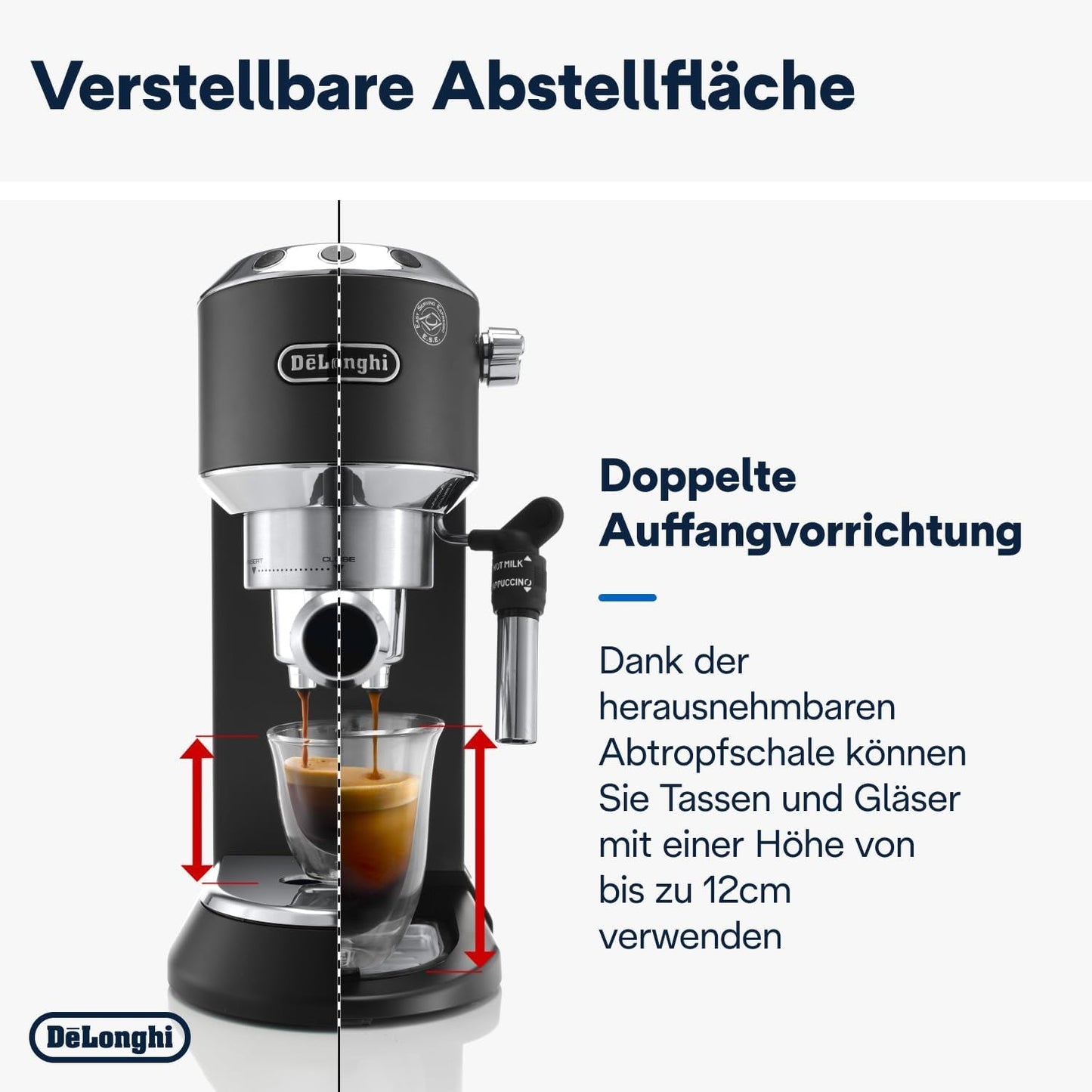 De'Longhi Dedica Style EC 685.B – Espressor cu portafiltru, espressor cu spumator de lapte profesional, doar 15 cm lățime, pentru cafea măcinată sau capsule ESE, rezervor de apă de 1 l, negru