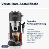 De'Longhi Dedica Style EC 685.B – Espressor cu portafiltru, espressor cu spumator de lapte profesional, doar 15 cm lățime, pentru cafea măcinată sau capsule ESE, rezervor de apă de 1 l, negru