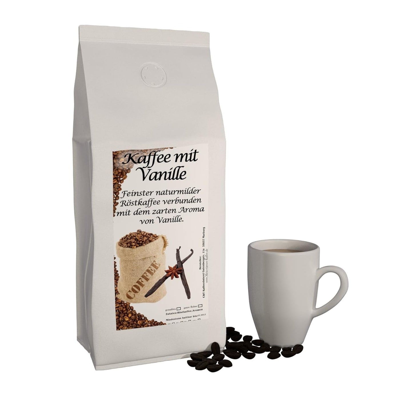 aromatisierter Kaffee Vanille, 500 g, ganze Bohne