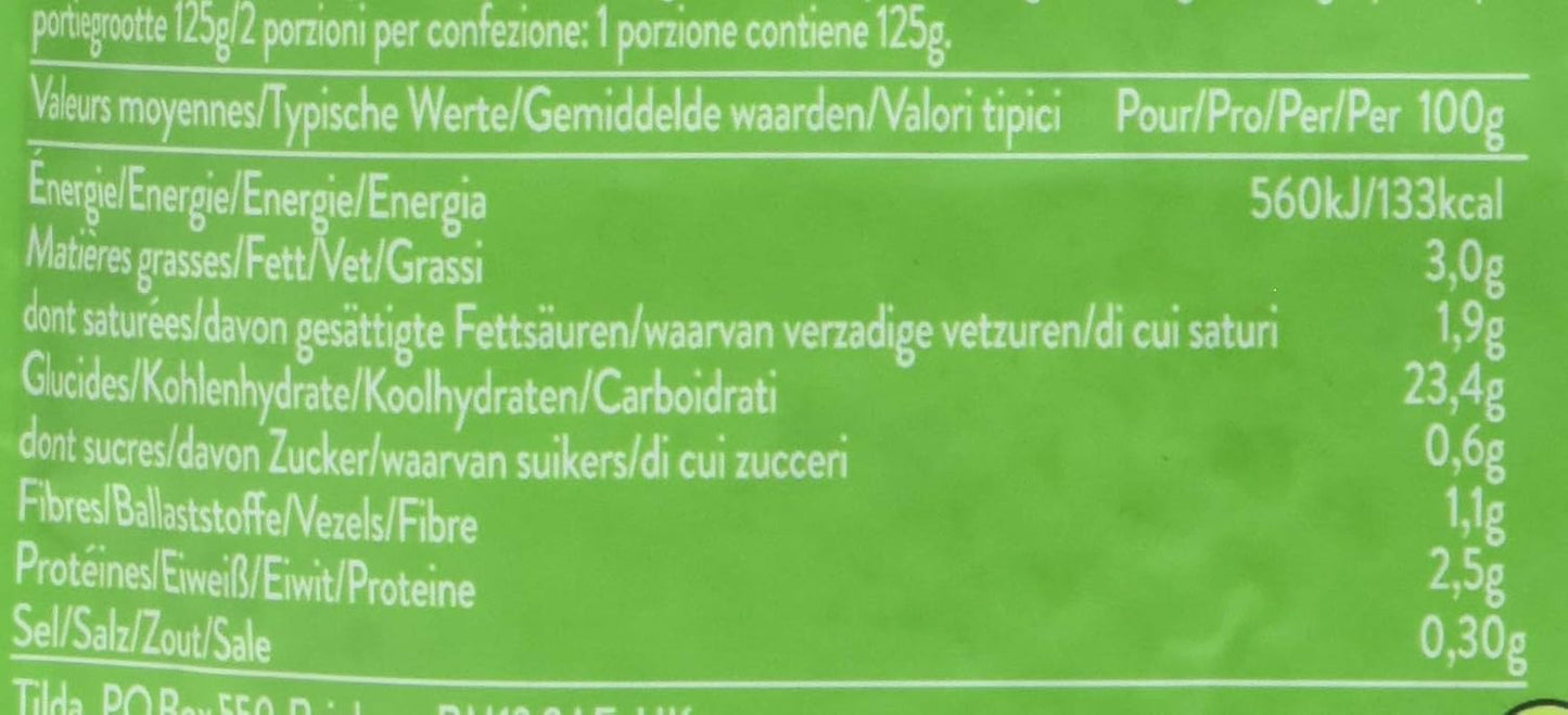 Orez TILDA Basmati gătit la aburi cu lime și coriandru pentru cuptorul cu microunde, 250 g