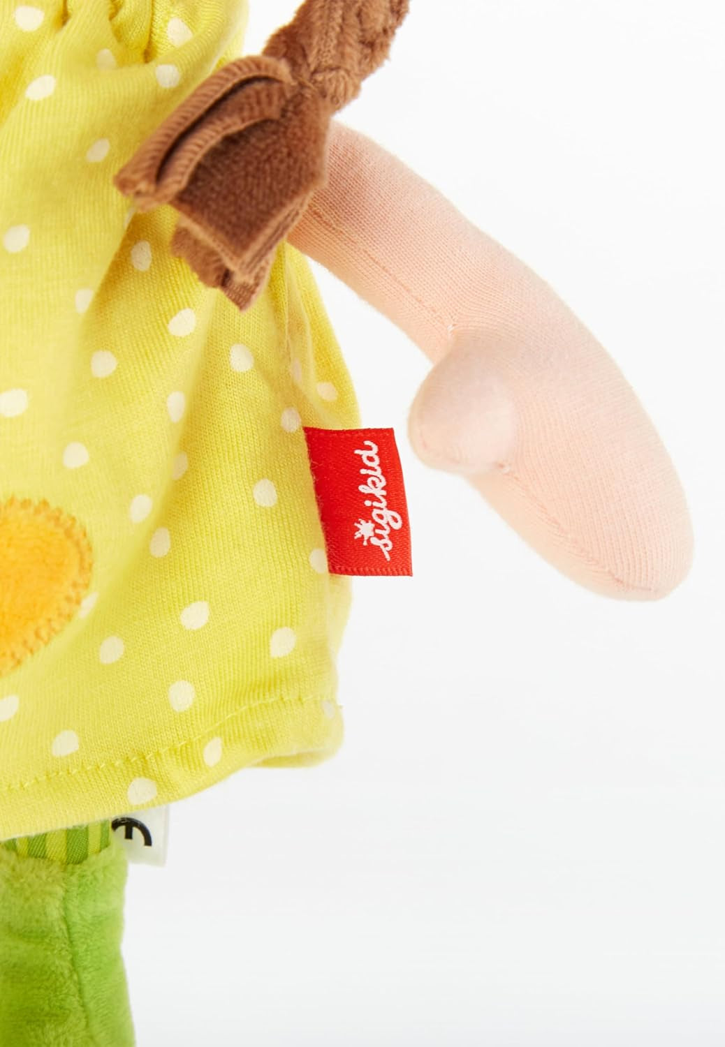 SIGIKID 39411 Păpușă mică moale pentru fete, jucărie pentru bebeluși, recomandată de la 6 luni, galbenă