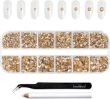 Beadsland 2500Pcs Glas Nailart Strasssteine Kristall Flatback Edelsteine Runde, ​​Für Handwerk Gemischt 8 Größen SS4 ~ SS30 Mit Picking Pinzette Und Stift (Kristall Weiss)