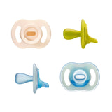 Suzete Tommee Tippee Ultra-Light StayPut și Night Glow, 0-6 luni, pachet de 4, design din silicon dintr-o singură bucată, senzație moale pe piele