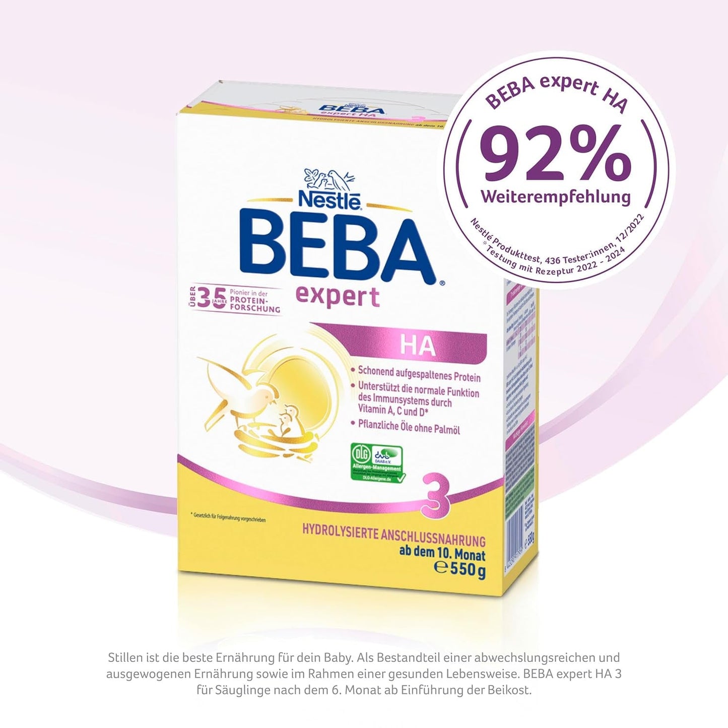 BEBA expert HA 3 Formulă de continuare hidrolizată, de la 10 luni, 1 pachet (1 x 550 g)