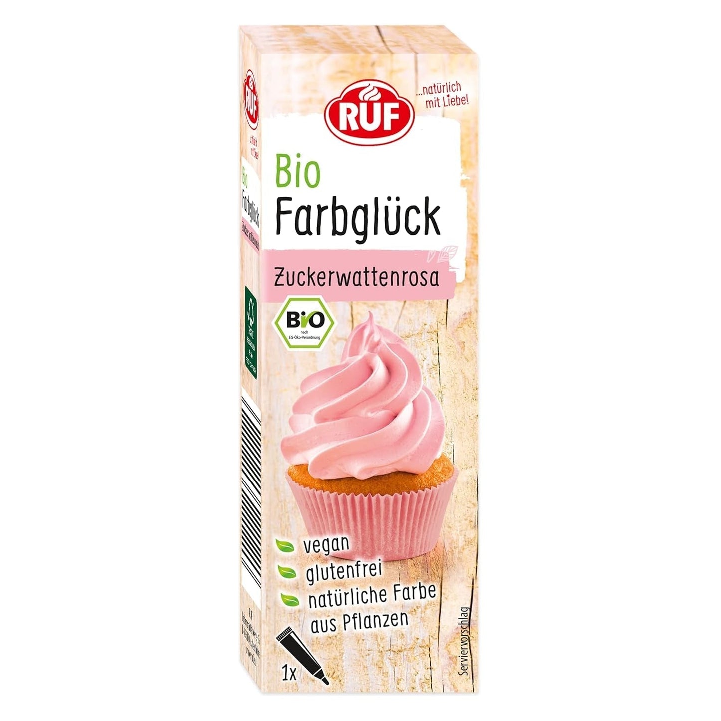 Colorant alimentar organic RUF roz vată de zahăr, cu sirop de agave pentru colorarea glazurii și pentru prăjituri decorative, fără gluten și vegan, 1 x 25g