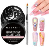 Makartt Rhinestone Glue Gel 3D Gel Nail Art Super Strassstein Kleber Für Nägel, Um Verschiedene Strasssteine Anzukleben and 3D Designs and Nail Charms, Perfekt Für Uv/Led-Lampe Geeignet, 30G
