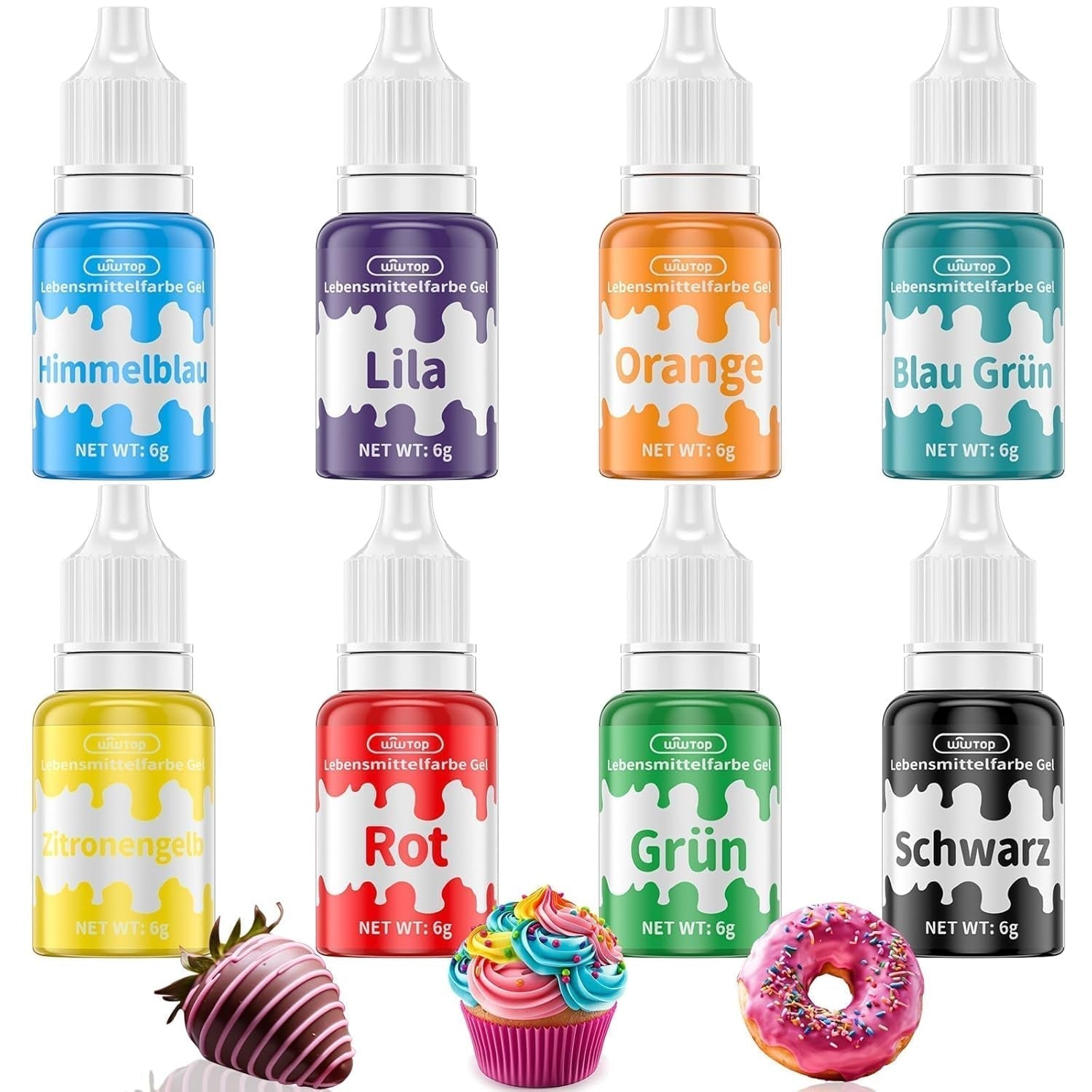 Coloranti alimentari gel, 6 grame sau 10 grame Naty Shop 8 x 6 ml