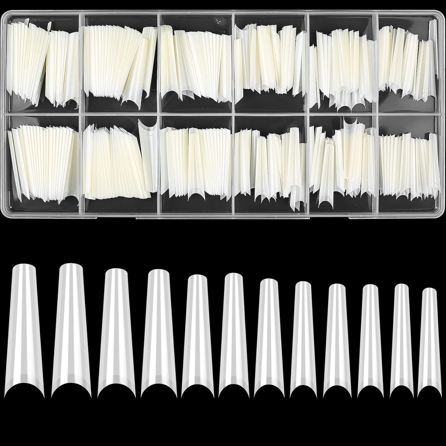 240 bucăți unghii artificiale, vârfuri unghii false extra lungi, acoperire completă, vârfuri unghii balerină (transparente)