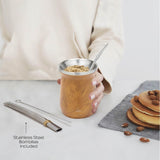 Set de ceai Yerba Mate balibetov (ceașcă Mate) din oțel inoxidabil cu bombilla (pai) pentru mate, Set Yerba Mate ușor de curățat și foarte durabil (LEMN)
