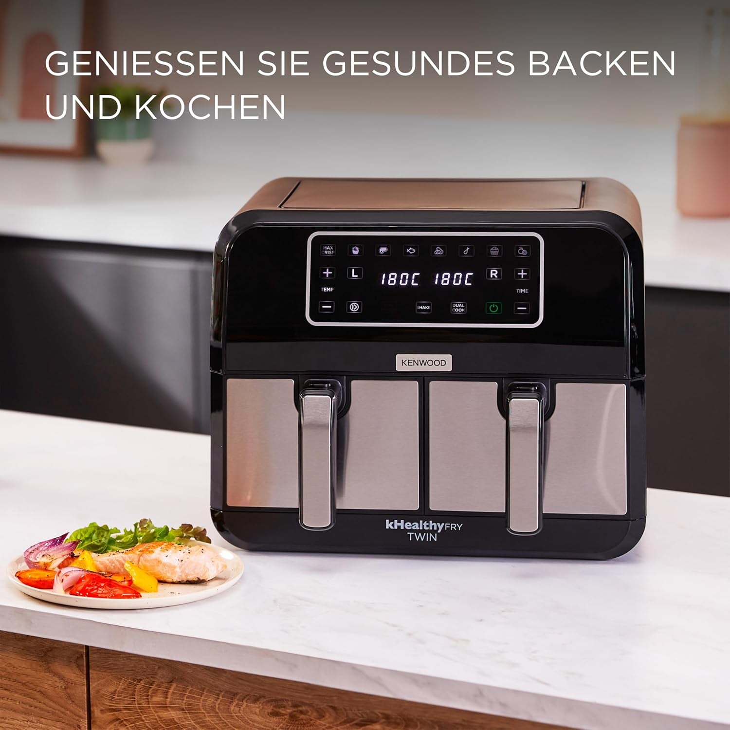Kenwood Khealthy Twin Airfryer, 8L (2X4L), cameră dublă, 8 programe, funcție Dual Cook & Sync Finish, ecran tactil Electrocasnice Naty Shop