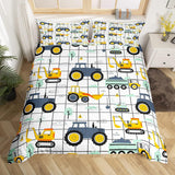 Jungen Cartoon Auto Bettwäsche Set 135X200,Kinder Bau Fahrzeuge Tröster Abdeckung Für Kind Kleinkind Teens,Dinosaurier Bettbezug,Traktor Maschinerie Bagger Bettdecke Abdeckung,Lkw Autos Bettwäsche Naty Shop Multi 13 200*200+80*80*2
