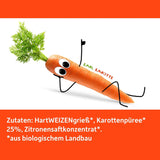 Tăiței vegetali organici Freche Freunde „Morcov”, cu 25% conținut de legume, vegani, pachet de 6 (6 x 300 g)