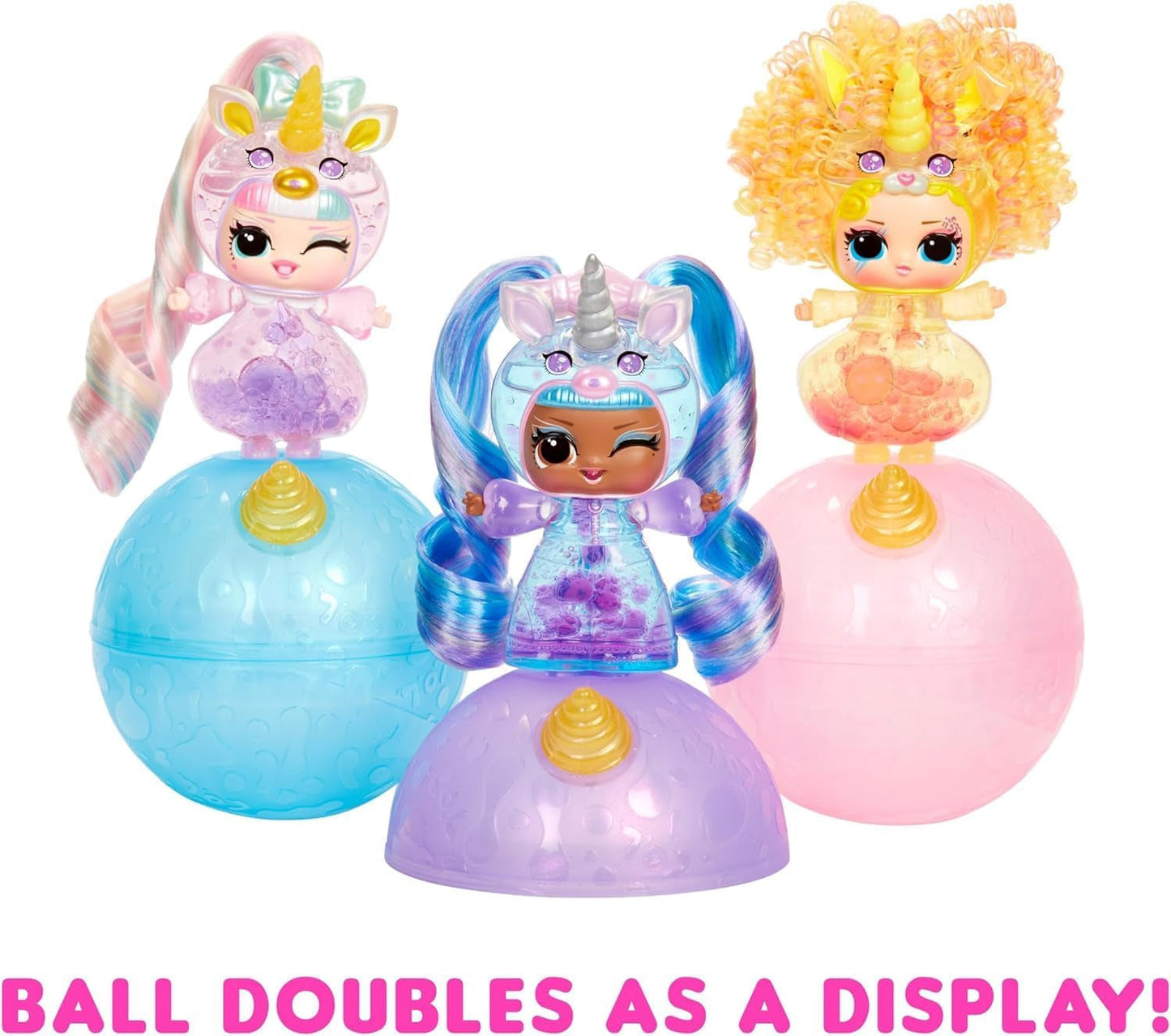 LOL Surprise! Unicorns Tots - Include 1 păpușă cu corp transparent și efect de lampă lava, ambalaj blindat, 8 păpuși de colecție, cu 2 amestecuri colorate, pentru copii cu vârsta de 4 ani și peste