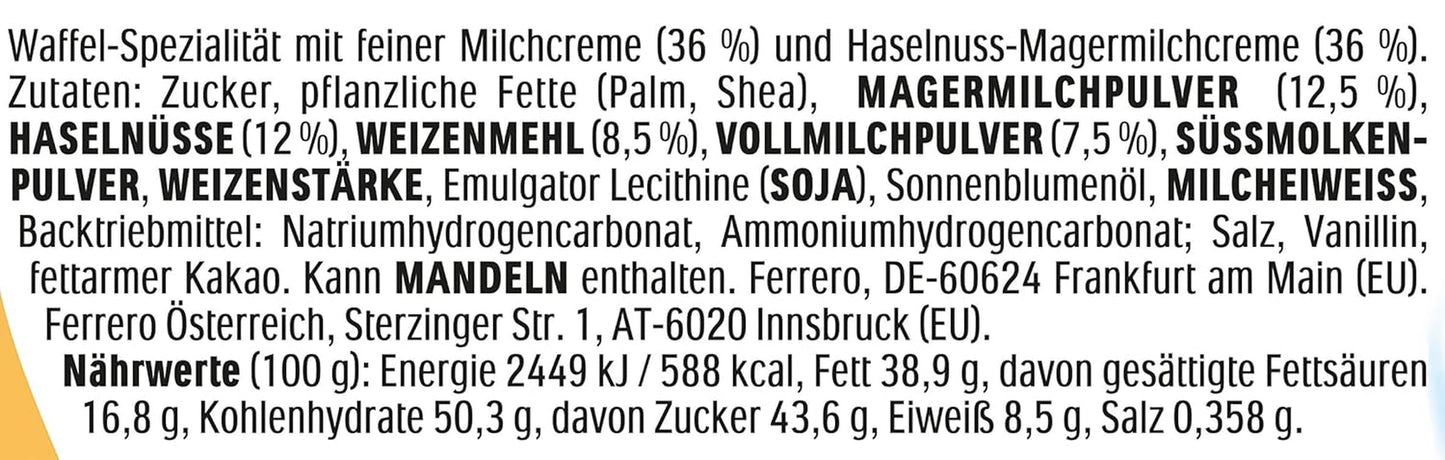 Kinder Happy Hippo Hazelnut – Specialitate crocantă de napolitane cu lapte și cremă de alune – Dulciuri pentru Carnaval și Mardi Gras – 1 pachet conținând 5 batoane individuale a câte 20,7 g fiecare