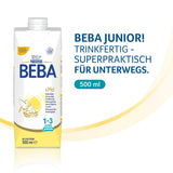 Băutură cu lapte gata de băut BEBA Junior 1-3 ani, cu HMO, conținut de proteine adecvat vârstei, fără ulei de palmier, fără ulei de pește, hrană pentru copii mici, pachet de 12 (12 x 500 ml)