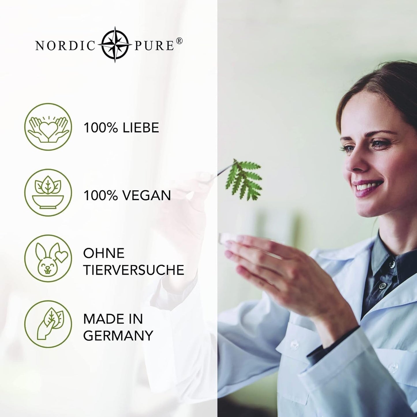 Tratament pentru păr cu extract de busuioc de la Nordic Pure | Pentru îngrijirea părului subțire, uscat și fragil | Poate preveni căderea părului | 100ml Ingrijirea parului Naty Shop