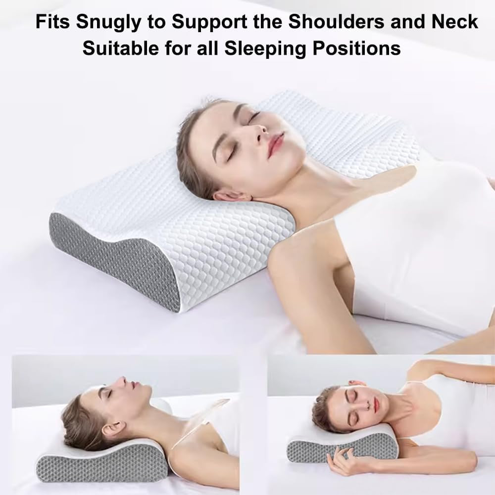 Perna de spumă de memorie Ecosafeter, pernă de sprijin pentru gât, pernă ergonomică pentru gât pentru diferite poziții de dormit cu capac detașabil Perne ortopedice cervicale Naty Shop