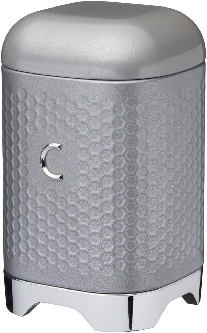 KitchenCraft Lovello caddy pentru ceai, caddy din oțel alb, suprafață texturată, stil 1950 cu capac, pentru ceai vrac și pliculețe de ceai, 11 cm x 11 cm x 19 cm, Ice White Cutii depozitare alimente Naty Shop Gri (Shadow Grey) Cafea