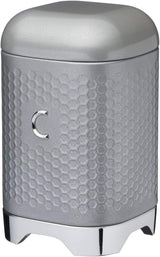KitchenCraft Lovello caddy pentru ceai, caddy din oțel alb, suprafață texturată, stil 1950 cu capac, pentru ceai vrac și pliculețe de ceai, 11 cm x 11 cm x 19 cm, Ice White Cutii depozitare alimente Naty Shop Gri (Shadow Grey) Cafea
