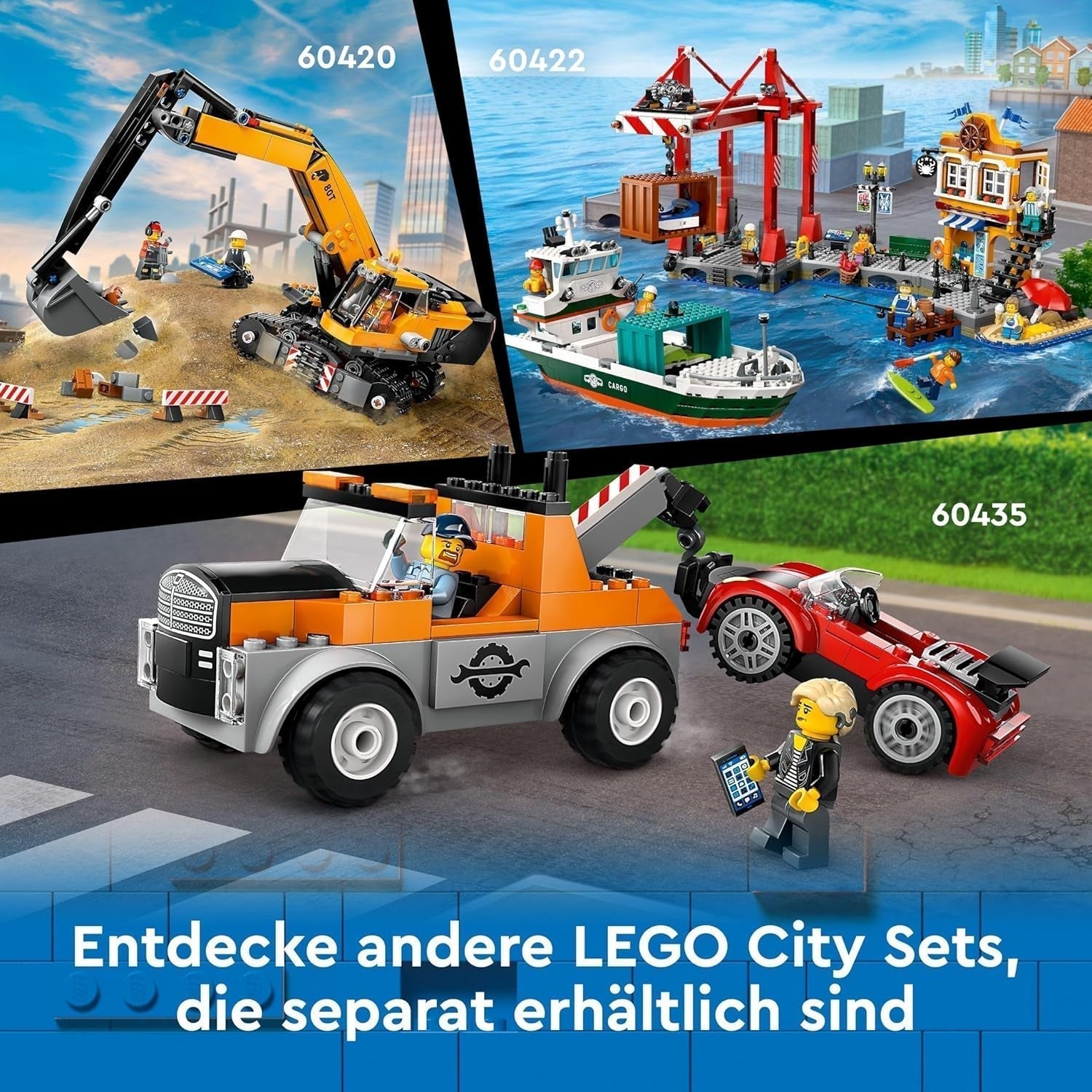 Portul LEGO City cu navă de marfă, jucărie de construit pentru băieți și fete de la 8 ani, idee de cadou pentru copii, macara pentru containere, navă de jucărie și 8 minifigurine 60422 Seturi de constructie Besuche den LEGO-Store
