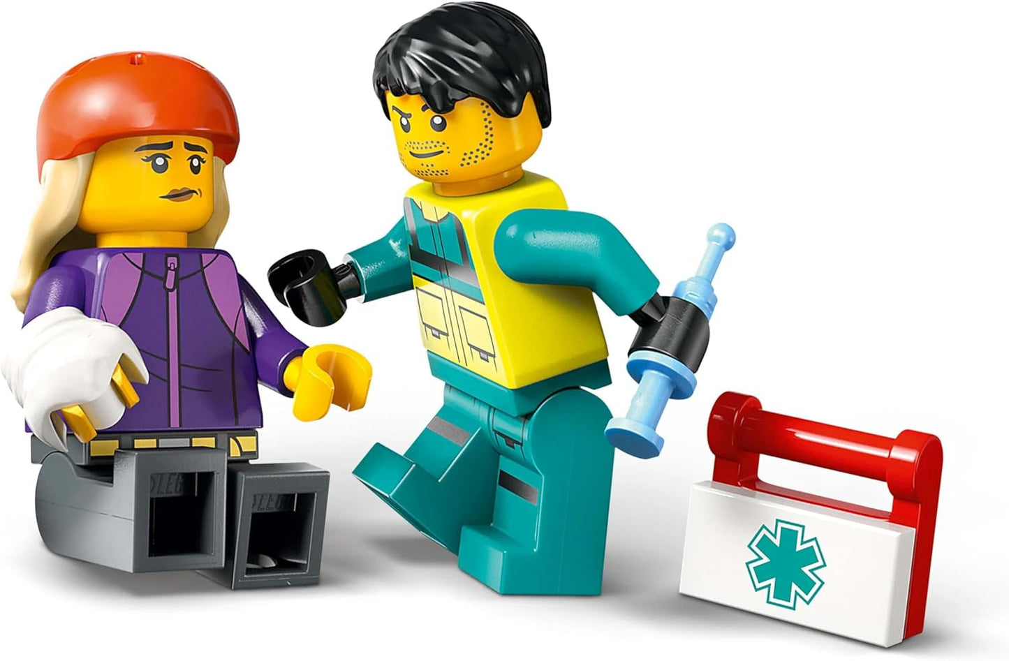 LEGO City Ambulanță - jucărie cu 2 minifigurine (skateboarder și șofer) - jucărie educativă pentru băieți și fete de la 5 ani - idei de cadouri pentru ziua de naștere și de sărbători 60451 Seturi de constructie Besuche den LEGO-Store